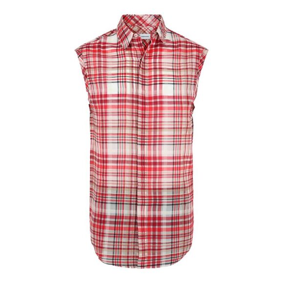 Plaid Print Sleeveless Shirt